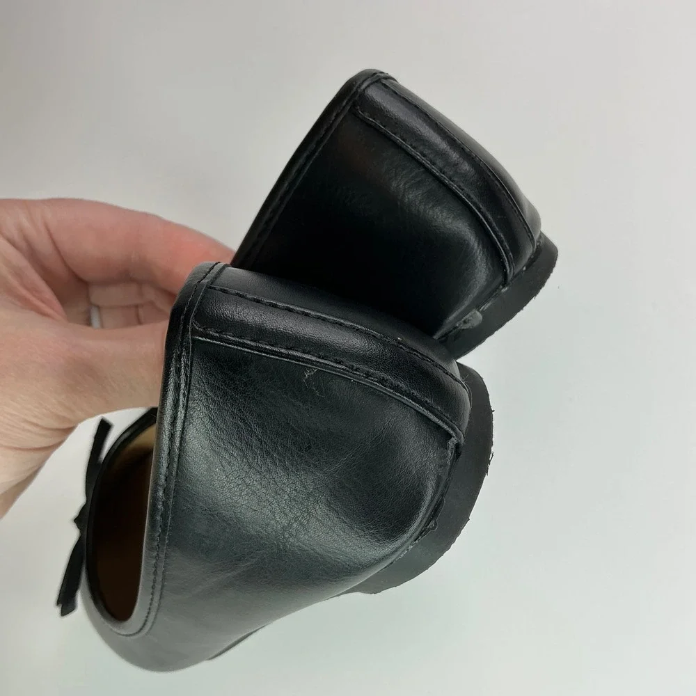 SO Black Ballet Flats Girls Size 1 Memory Foam Bow Detail Classic Dress Shoes